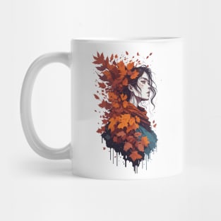 Fall girl with Autumn leaves Mug